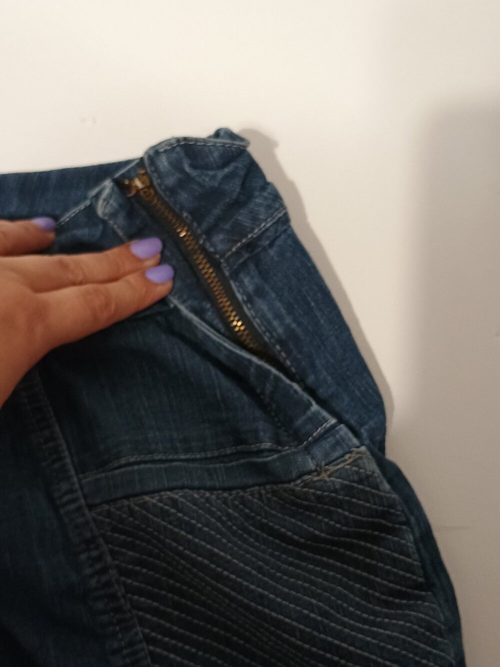 Ashley Stewart Denim Mini Skirt 20W Plus Size Dark Wash Ruffle Hem Stretch Jean - Picture 5 of 7